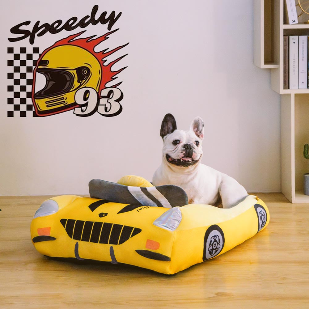 Cama para Animais de Estimação Clássica Conversível com Almofada para Carros de Corrida - Fast&Fur