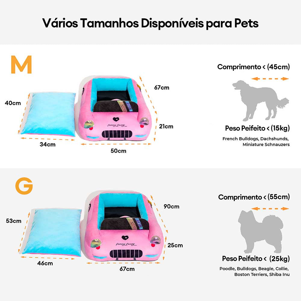 Cama para Animais de Estimação Clássica Conversível com Almofada para Carros de Corrida - Fast&Fur