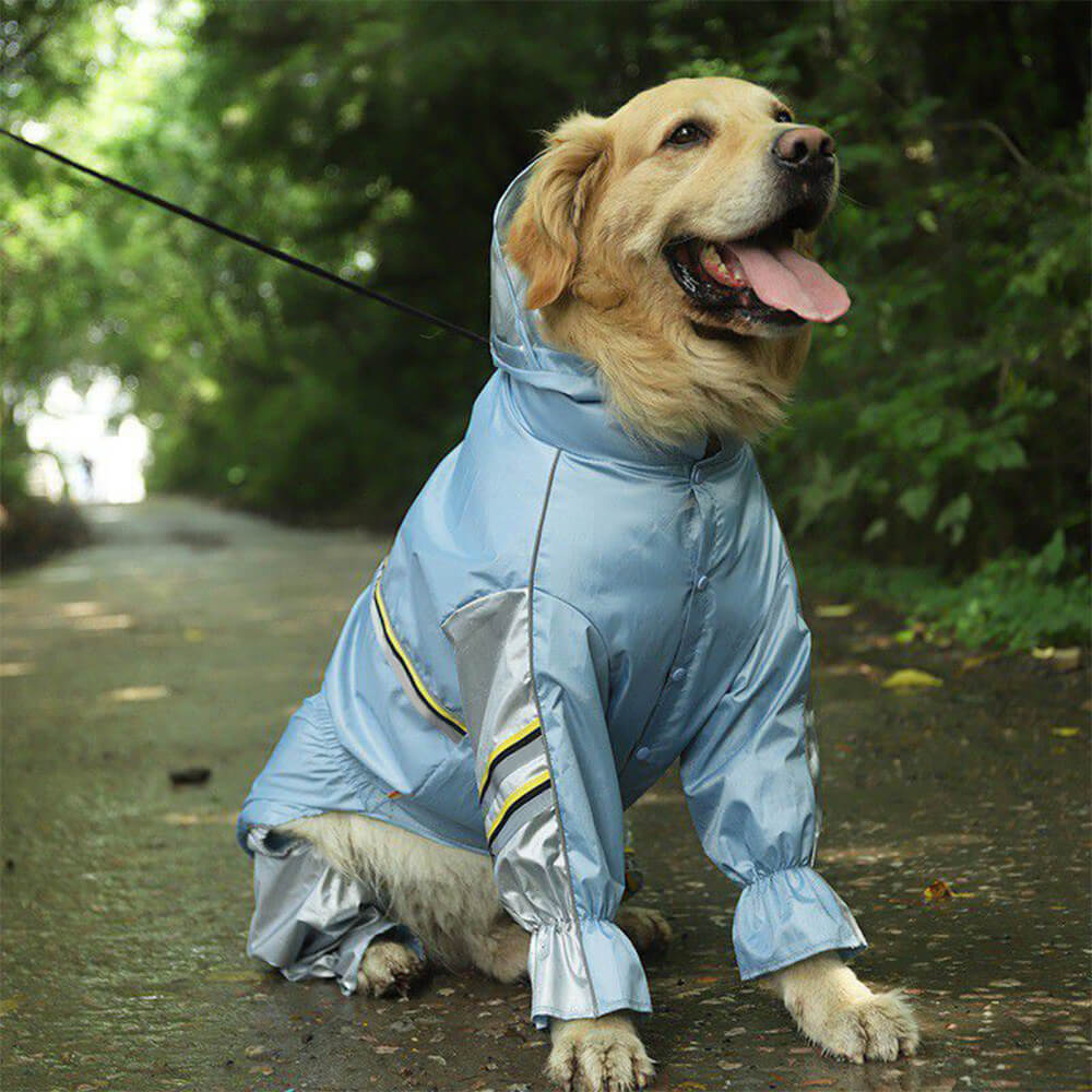 Capa de chuva para cachorro com alça reflexiva à prova d'água e cobertura de cauda de quatro patas