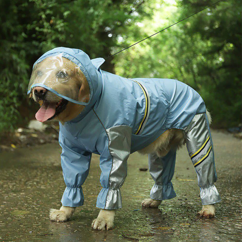 Capa de chuva para cachorro com alça reflexiva à prova d'água e cobertura de cauda de quatro patas