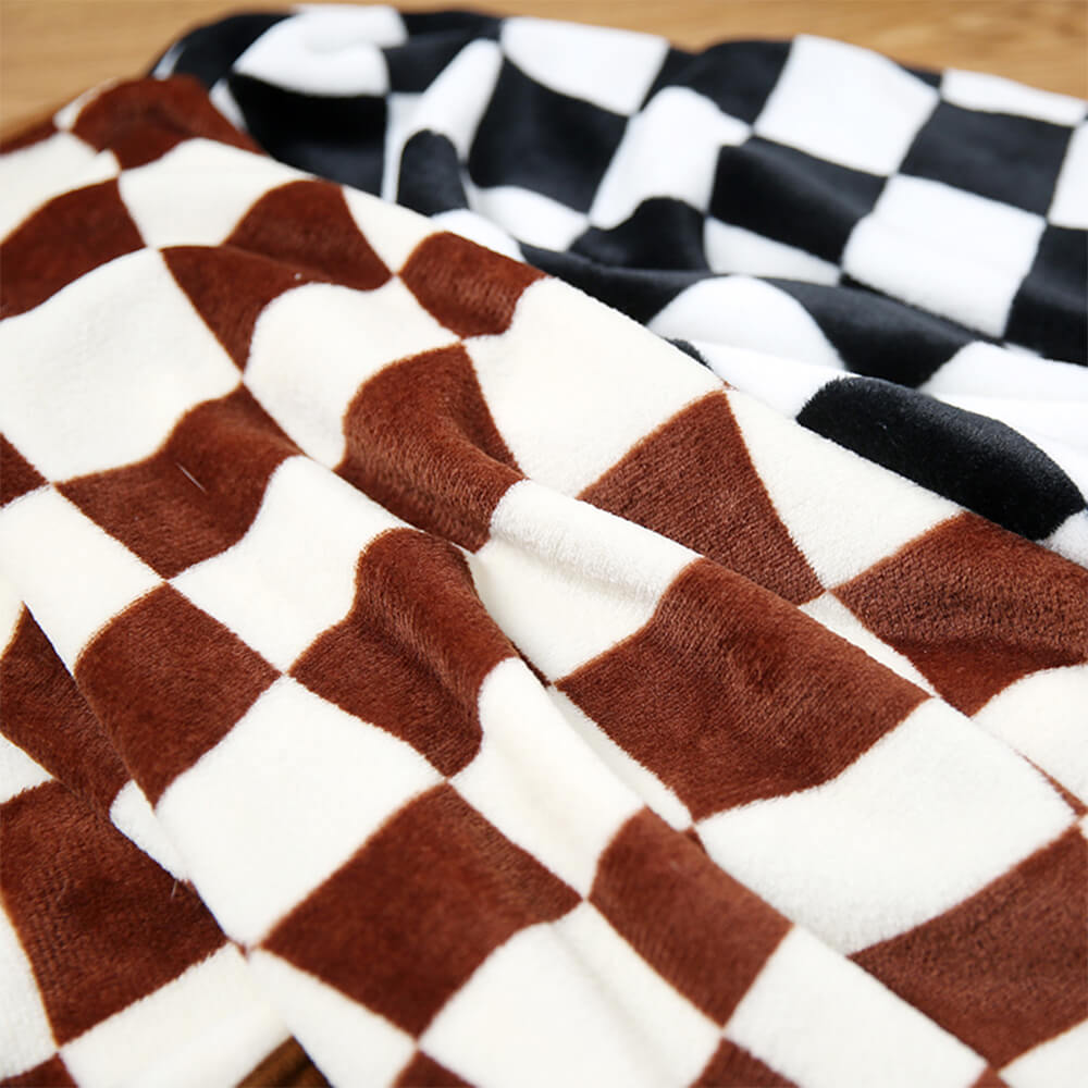 Trendy Wave Checkerboard Flanela Macia Cobertor de Dormir para Cachorro