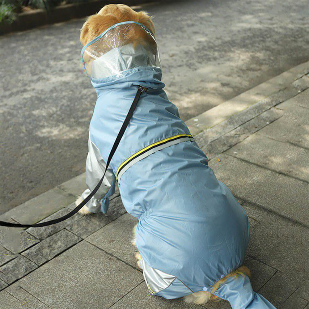 Capa de chuva para cachorro com alça reflexiva à prova d'água e cobertura de cauda de quatro patas