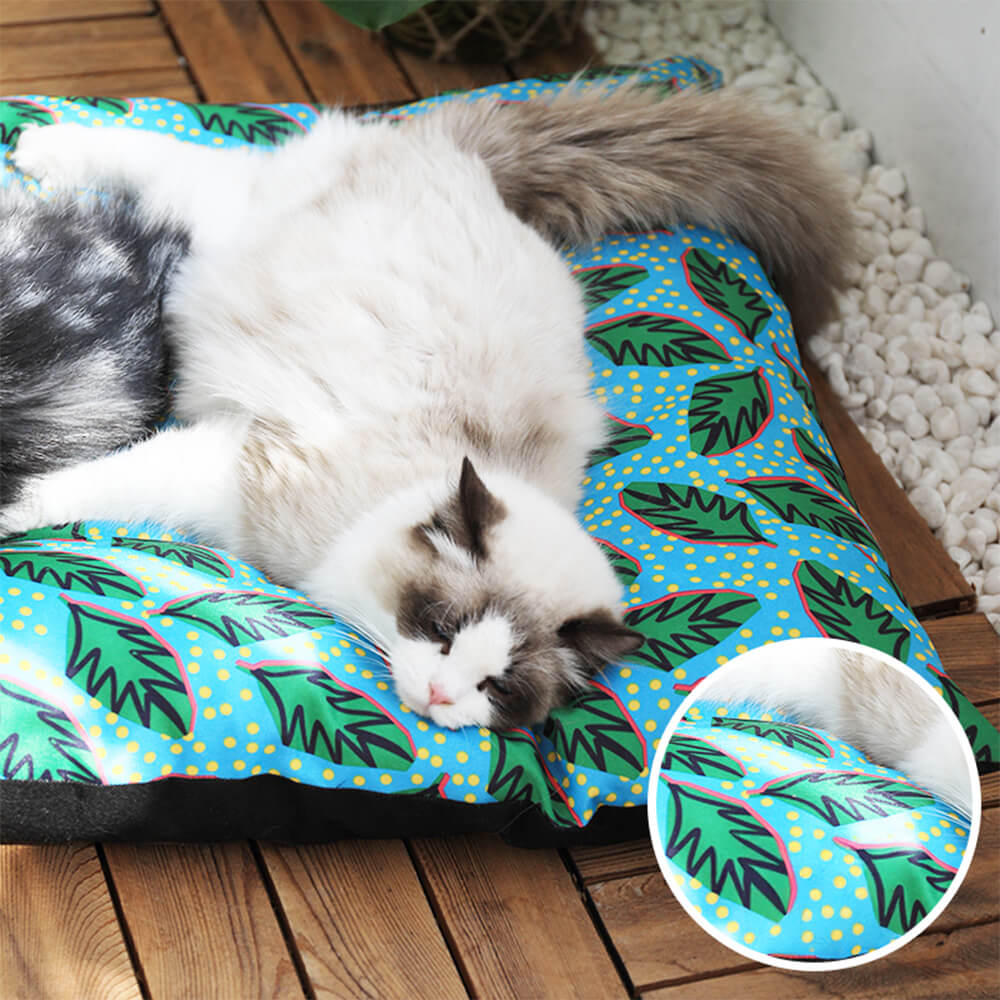 Tapete grande para cães e gatos com estampa de folhas havaianas, impermeável e durável