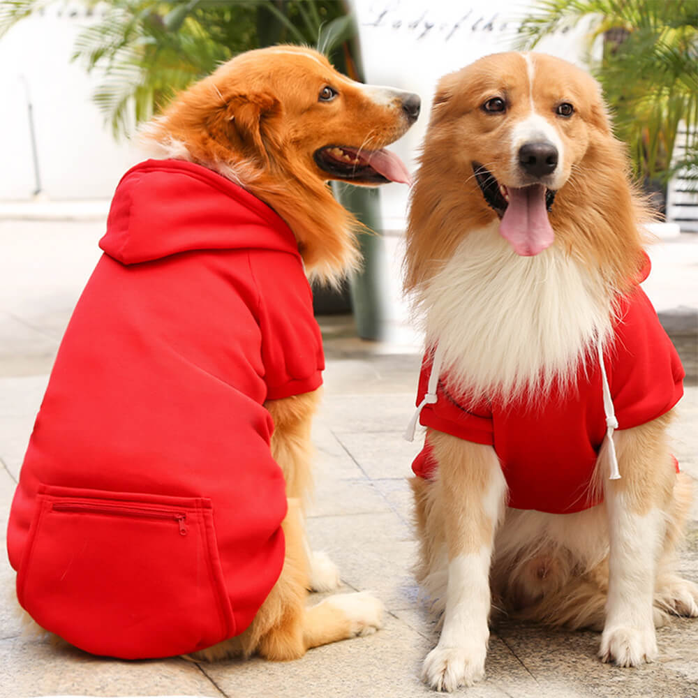 Moletom com capuz de cor sólida para combinar com o cão e o dono