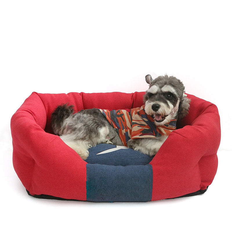 Cama de cachorro confortável e elegante para todas as estações, cores quentes e conflitantes