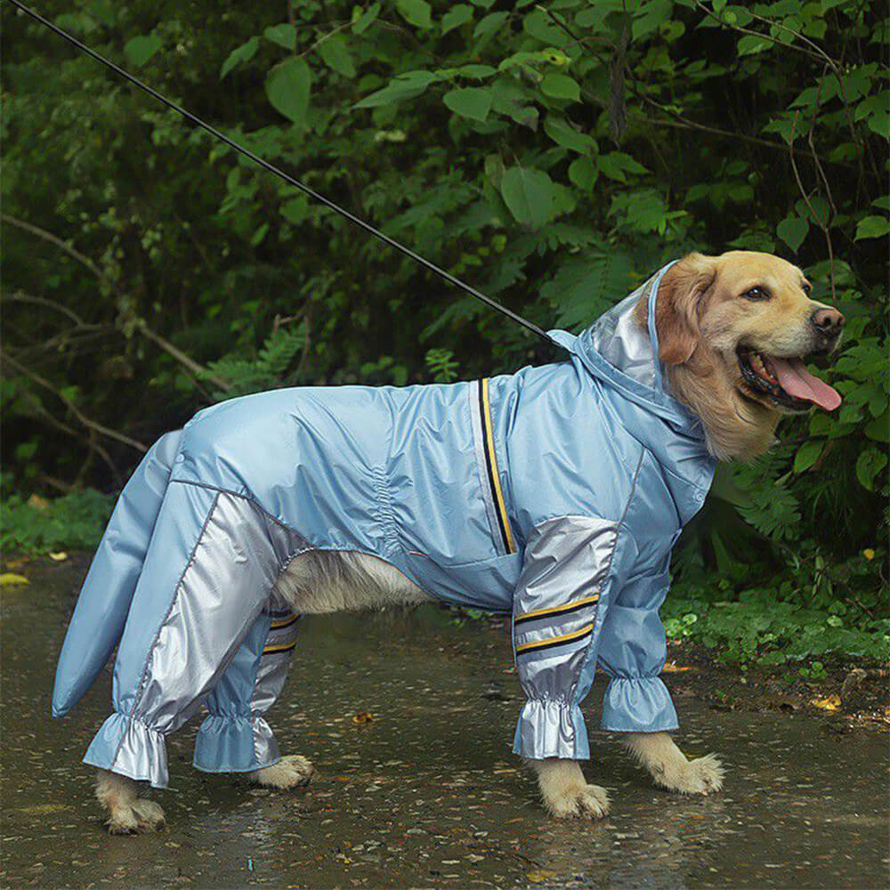 Capa de chuva para cachorro com alça reflexiva à prova d'água e cobertura de cauda de quatro patas