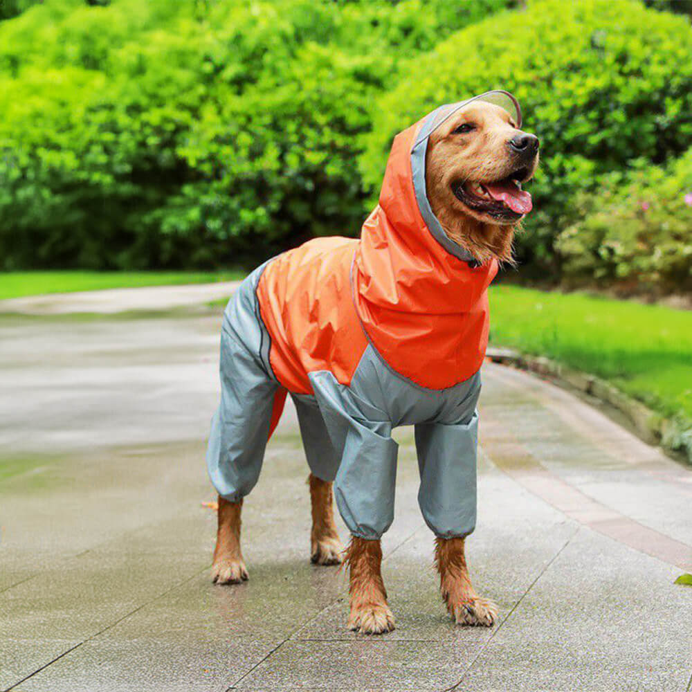 Capa de chuva para cachorro com alça reflexiva à prova d'água e cobertura de cauda de quatro patas