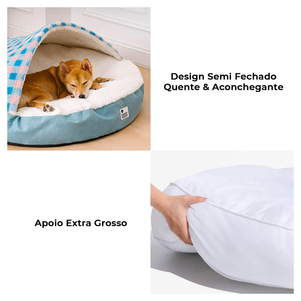 Cama Redonda com Dossel para Cães Pets Esconderijo dos Sonhos