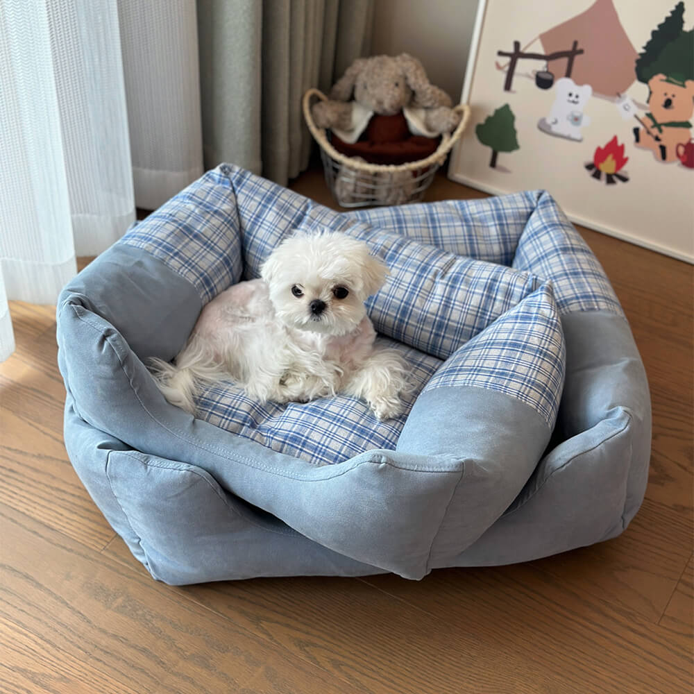 Cama de pelúcia ortopédica antiderrapante lavável para cães e gatos