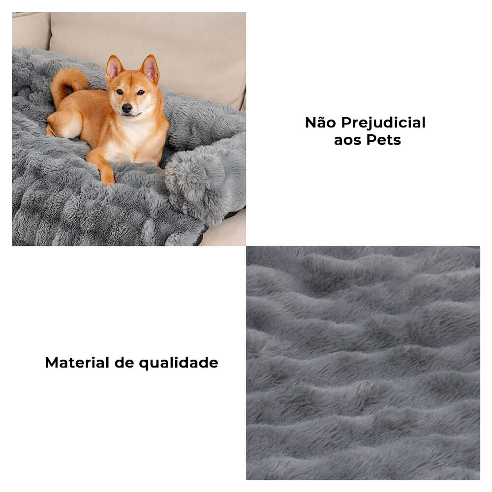 Manta Fofa Calmante e Protetora de Sofá e Cama para Cachorro Pets Fuzzy