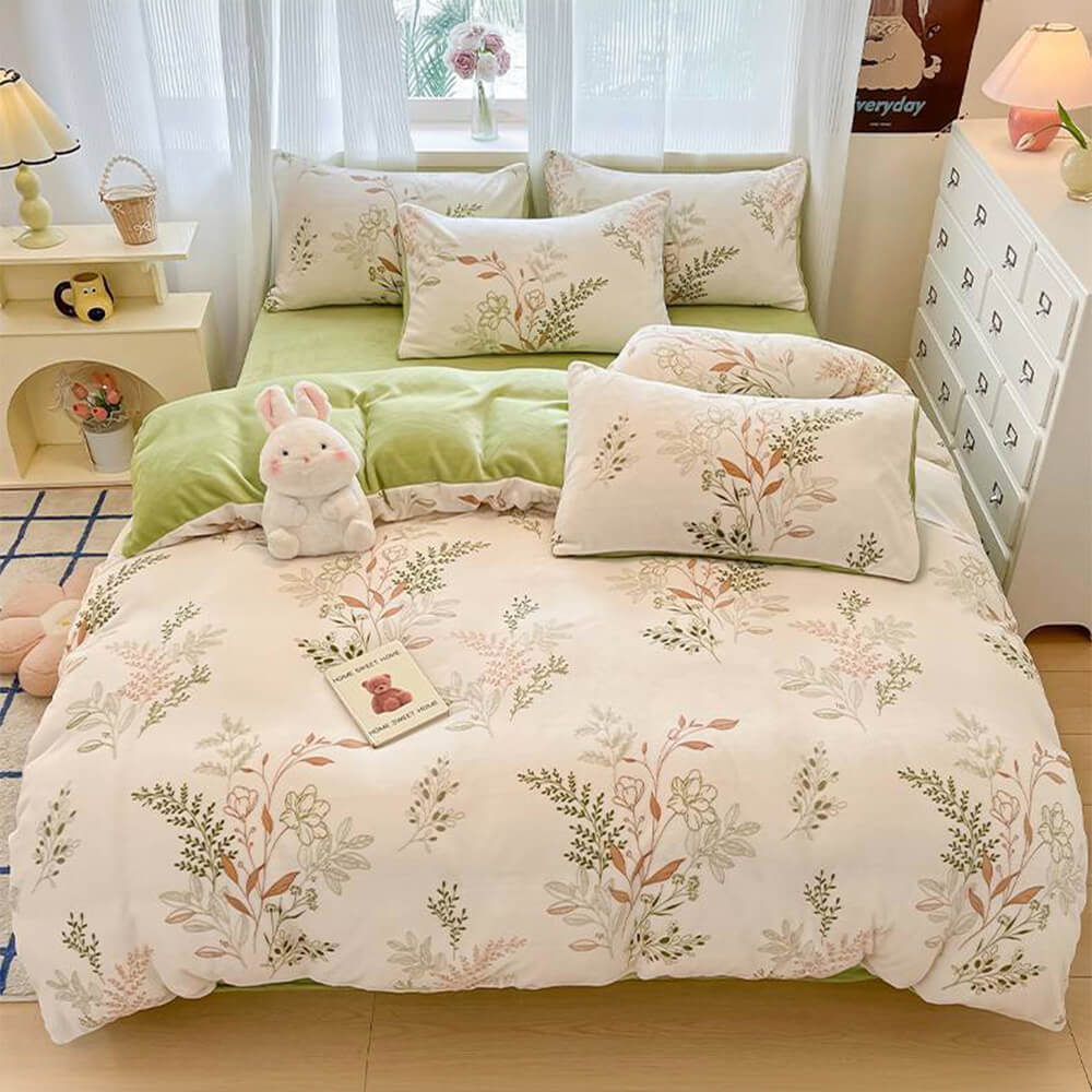 Conjunto de lençóis protetores de cama Line Art Milk Velvet Warm Bedding