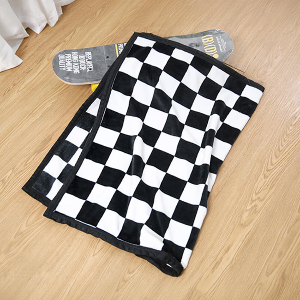 Trendy Wave Checkerboard Flanela Macia Cobertor de Dormir para Cachorro