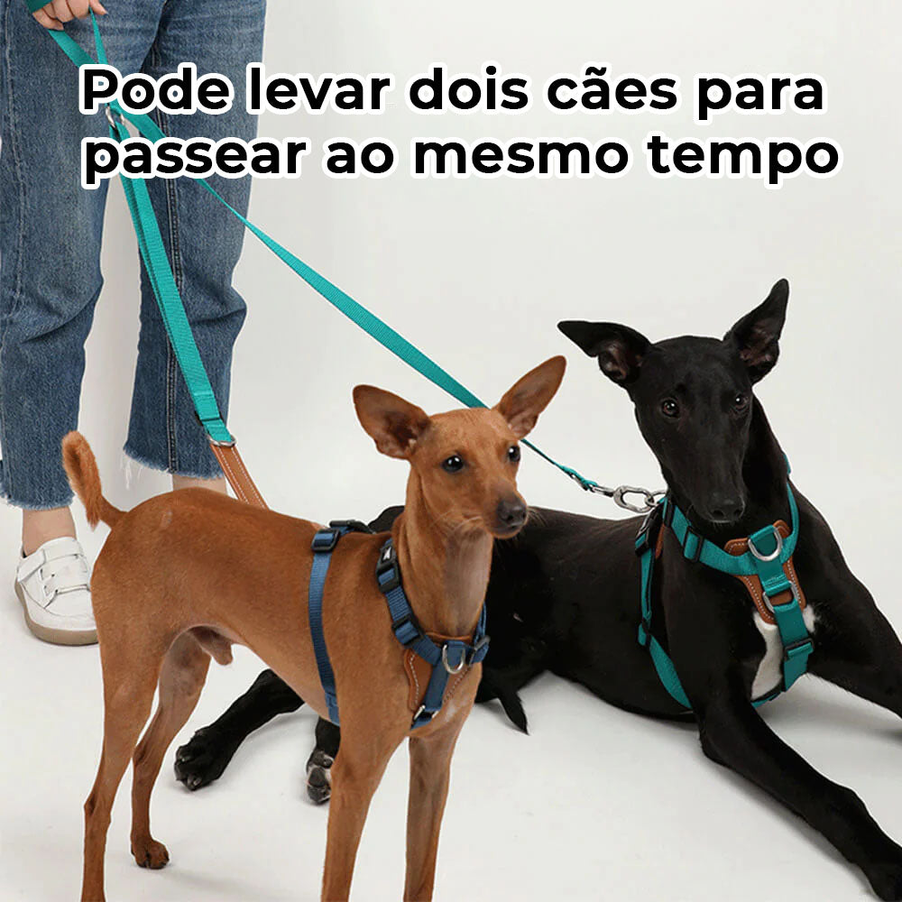 Conjunto Multifuncional de Peitoral Anti-puxão de Mãos Livres de Caminhada para Cães com Bolsa para Armazenamento