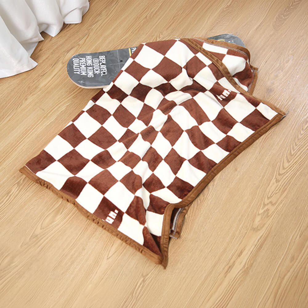 Trendy Wave Checkerboard Flanela Macia Cobertor de Dormir para Cachorro