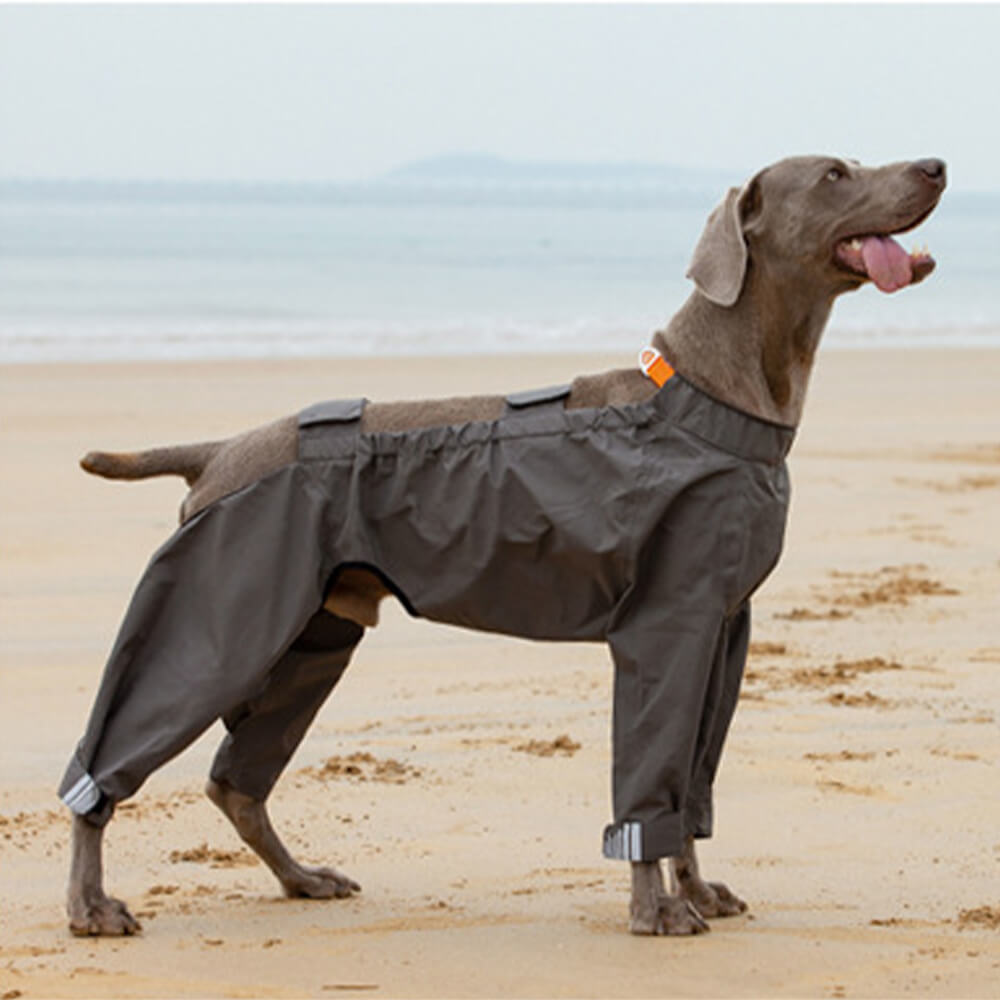 Capa de chuva impermeável para cães de quatro patas ao ar livre com capuz com padrão reflexivo