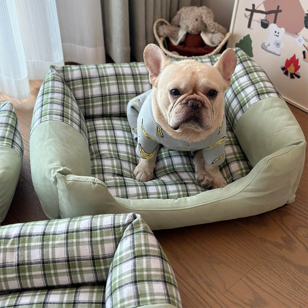 Cama para Cães e Gatos com Almofada Espessa Amovível Lazer em Xadrez