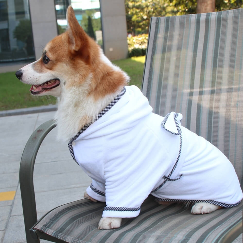 Roupão de banho com capuz para cachorro absorvente de secagem rápida de microfibra pijama