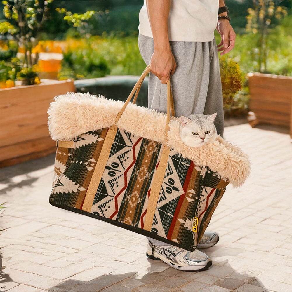 Grande reversível para todas as estações Indie Boho Pet Carrier e Dog Snuggle Sleeper Bag - Wondernap