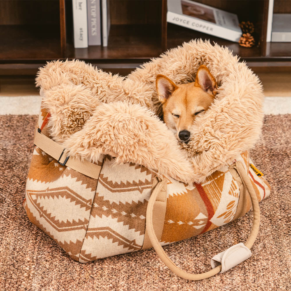 Grande reversível para todas as estações Indie Boho Pet Carrier e Dog Snuggle Sleeper Bag - Wondernap