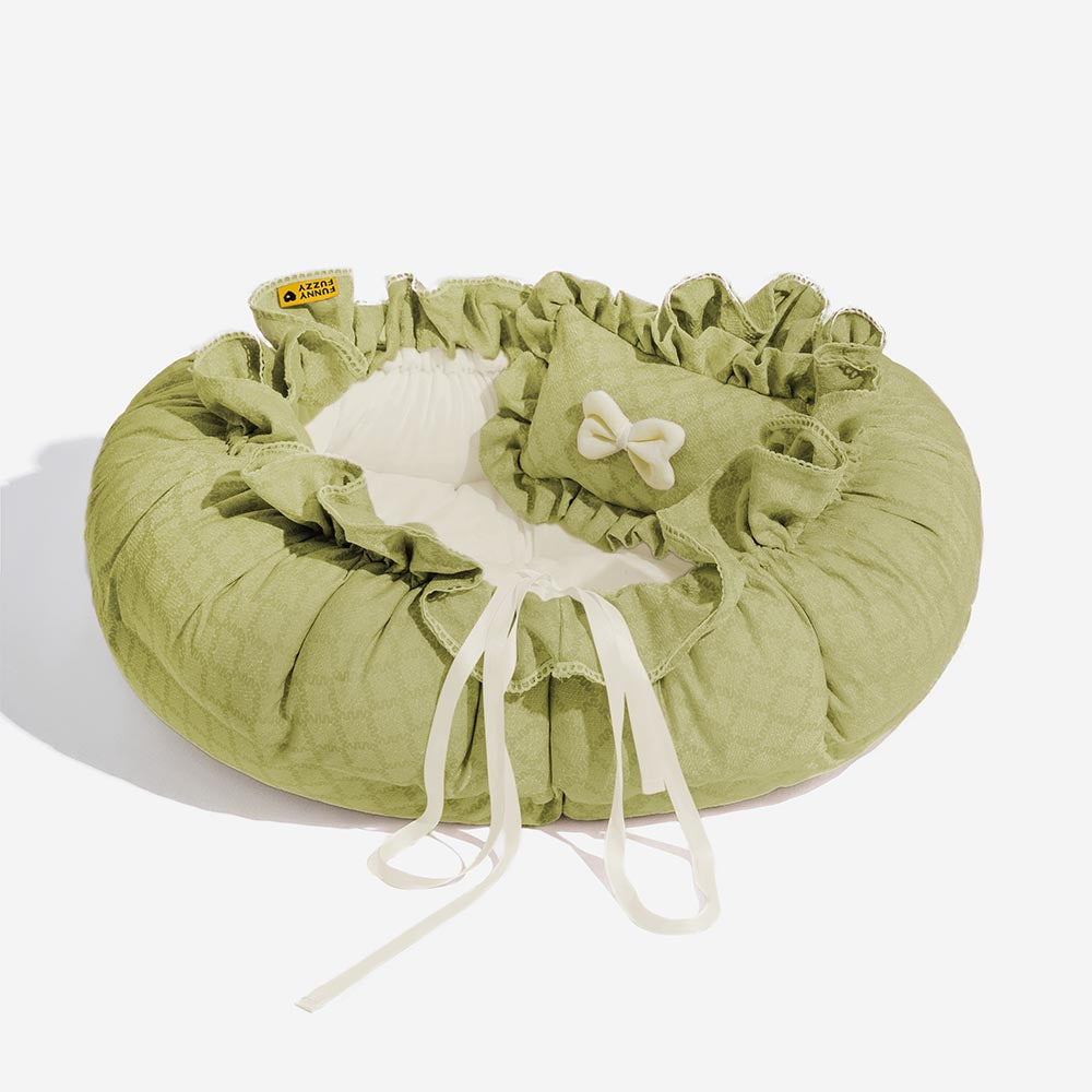 Cama para animais de estimação redonda multifuncional lavável com cordão - Floral Night Napper