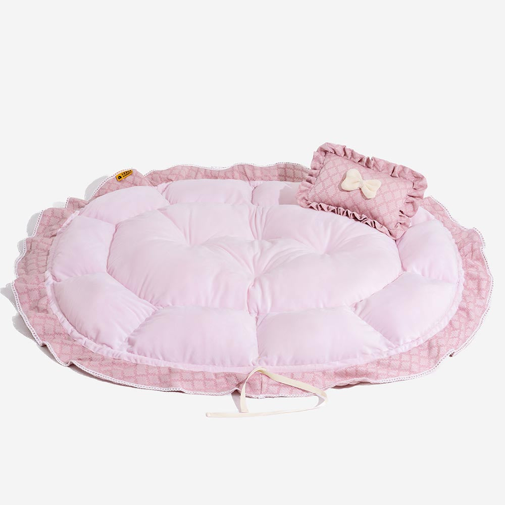 Cama para animais de estimação redonda multifuncional lavável com cordão - Floral Night Napper