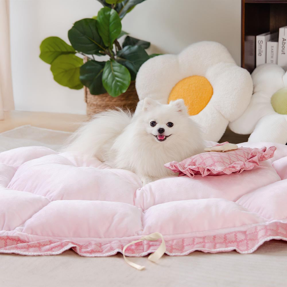 Cama para animais de estimação redonda multifuncional lavável com cordão - Floral Night Napper