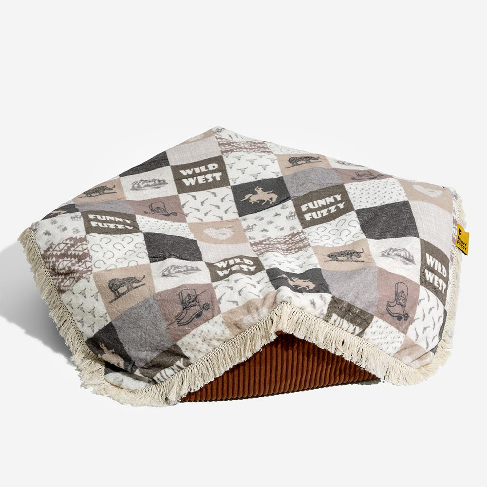 Cama de cachorro redonda calmante Boho Vintage Tassel lavável - Hunter Night