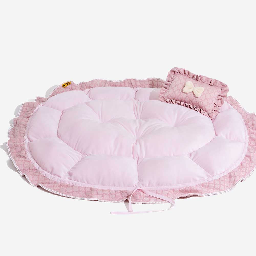 Cama para animais de estimação redonda multifuncional lavável com cordão - Floral Night Napper