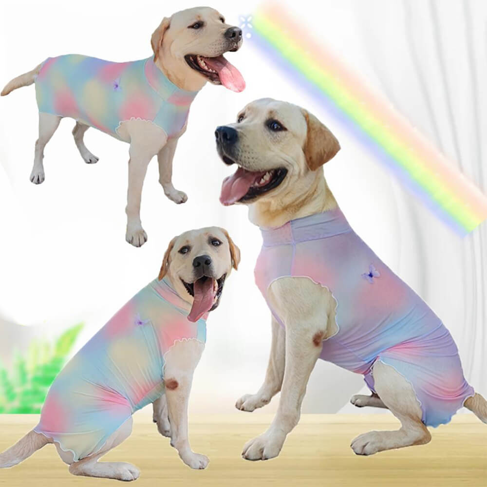 Roupas para cães de estimação arco-íris tie-dye resfriamento respirável malha elástica colete de proteção solar