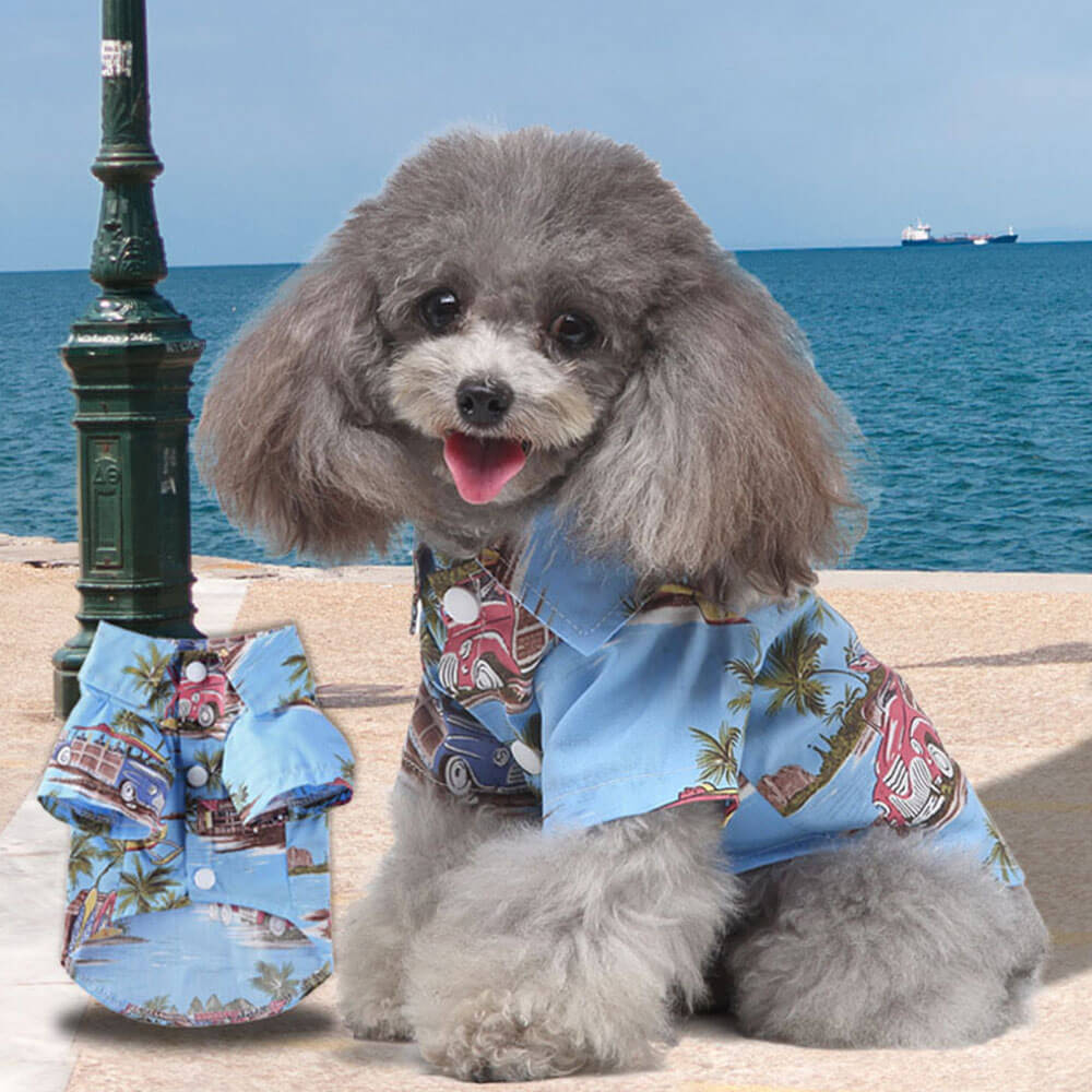 Camisa tropical havaiana com estampa de praia para animais de estimação verão primavera