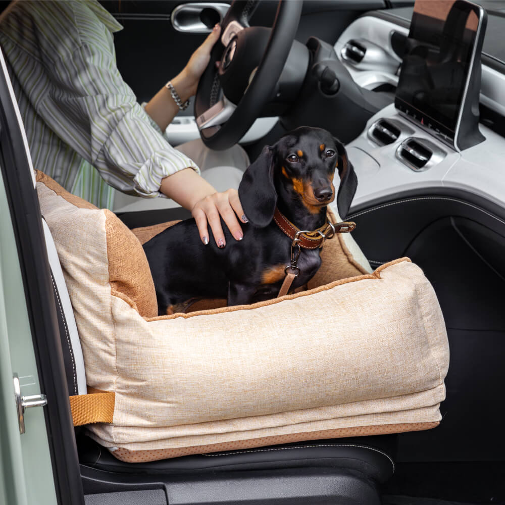 Cama de Segurança Impermeável Café-claro para Assento de Carro para Cachorro