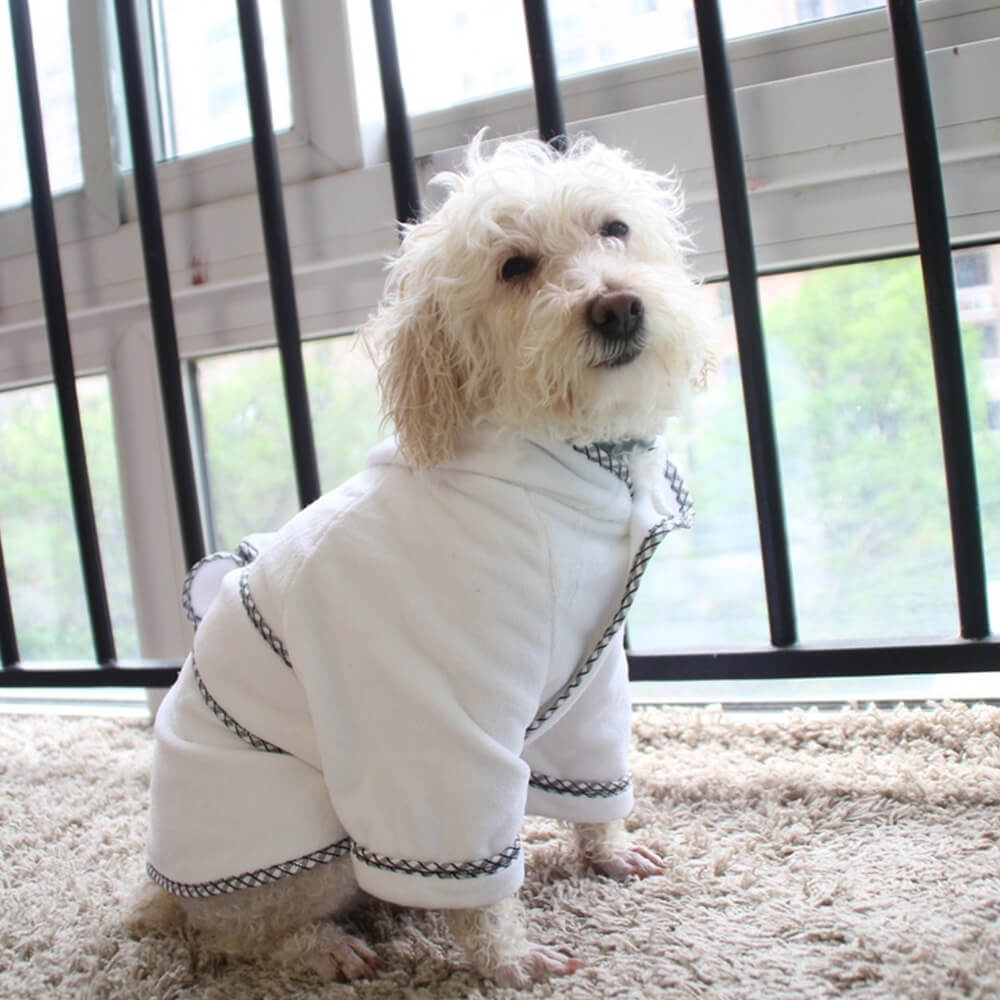 Roupão de banho com capuz para cachorro absorvente de secagem rápida de microfibra pijama