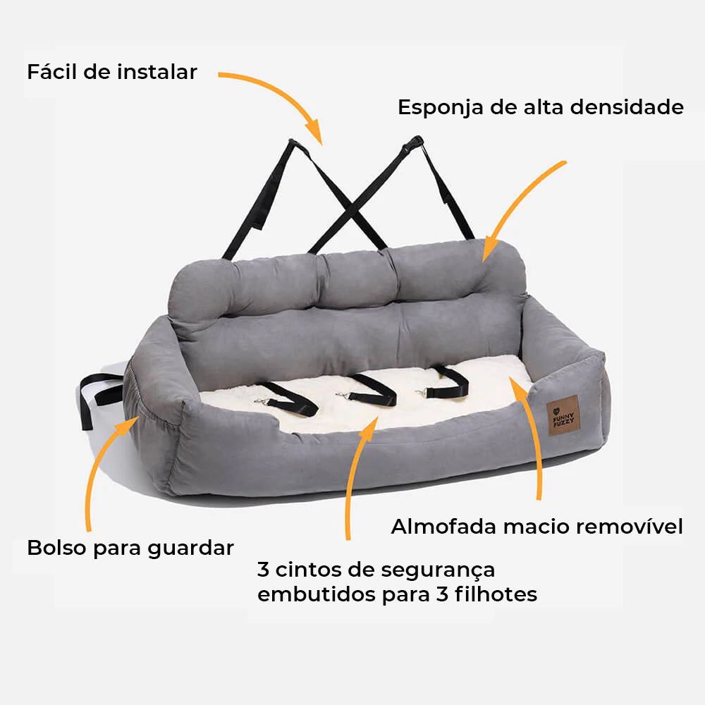 Cama para Assento Traseiro de Carro para Cães Médios e Grandes para viagens seguras