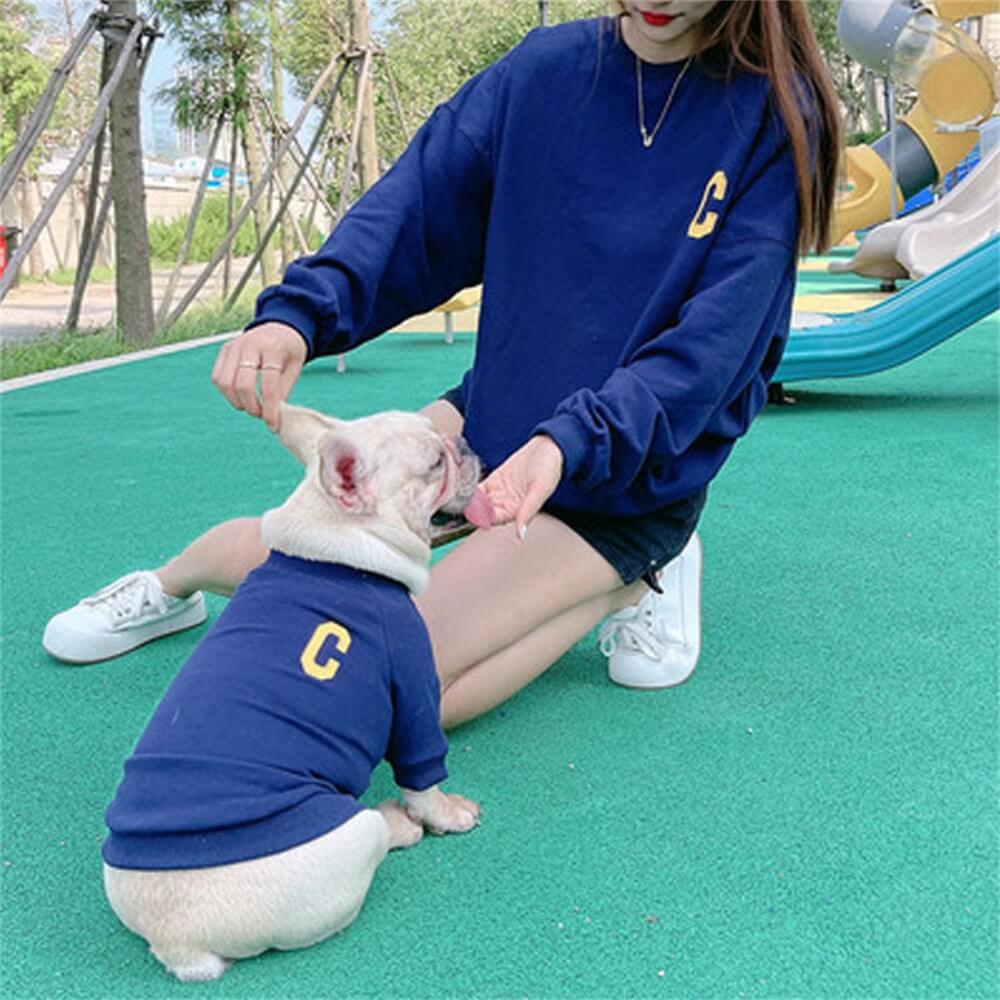 Roupas para animais de estimação cachorro estilo familiar moletom bordado com letras