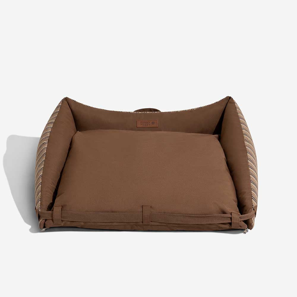 Cama para cachorro dobrável lavável natural listrada - Sofá Mocca Pup Lounger