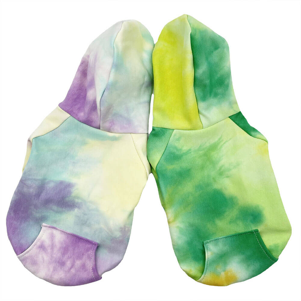 Novo outono e inverno moletom com capuz para animais de estimação para cães moda tie-dye moletom com capuz