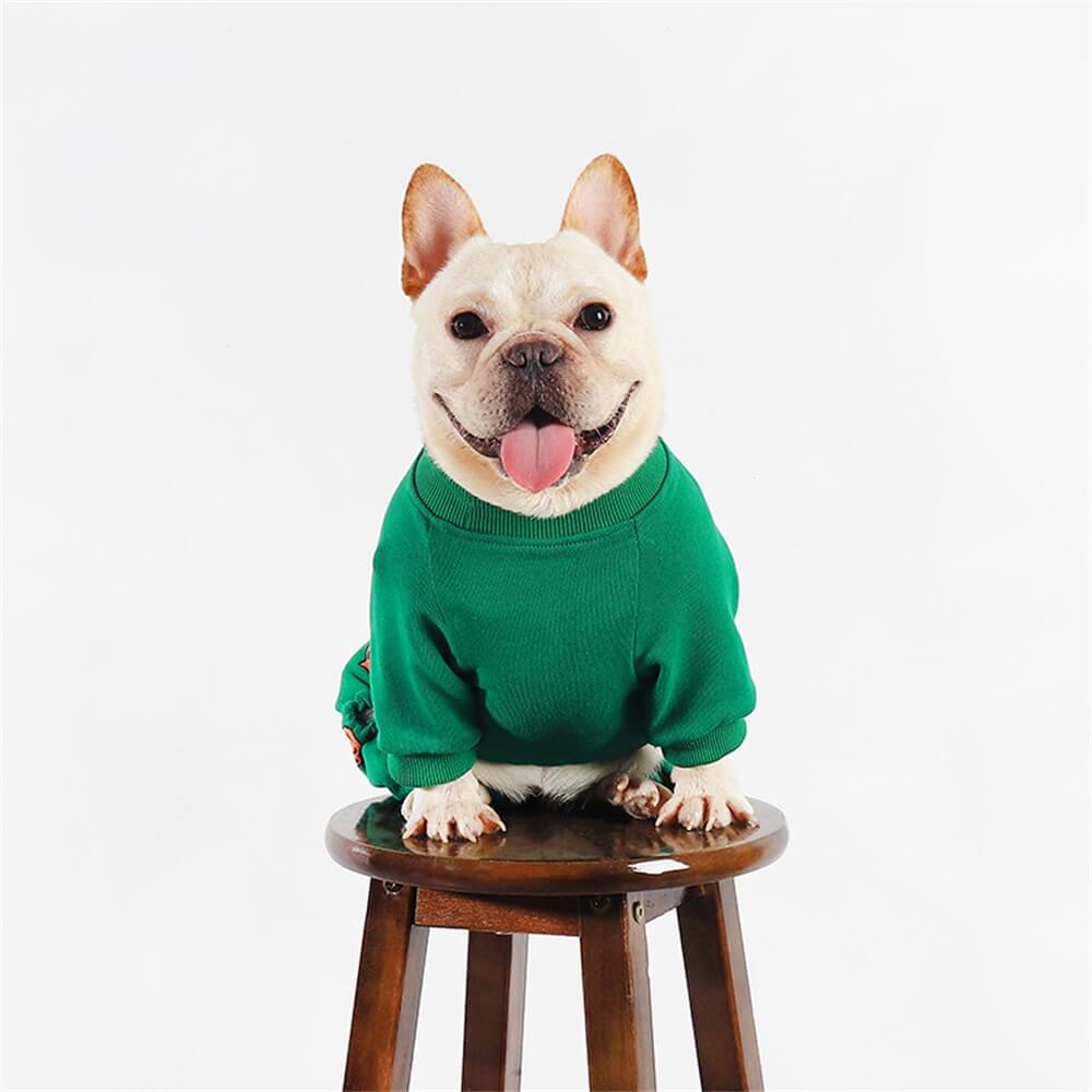 Pijama verde com estampa de abóbora para cães - Roupa de dormir aconchegante e festiva para cães