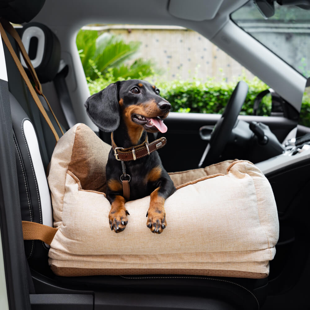 Cama de assento de carro para cachorro de segurança à prova d'água café leve