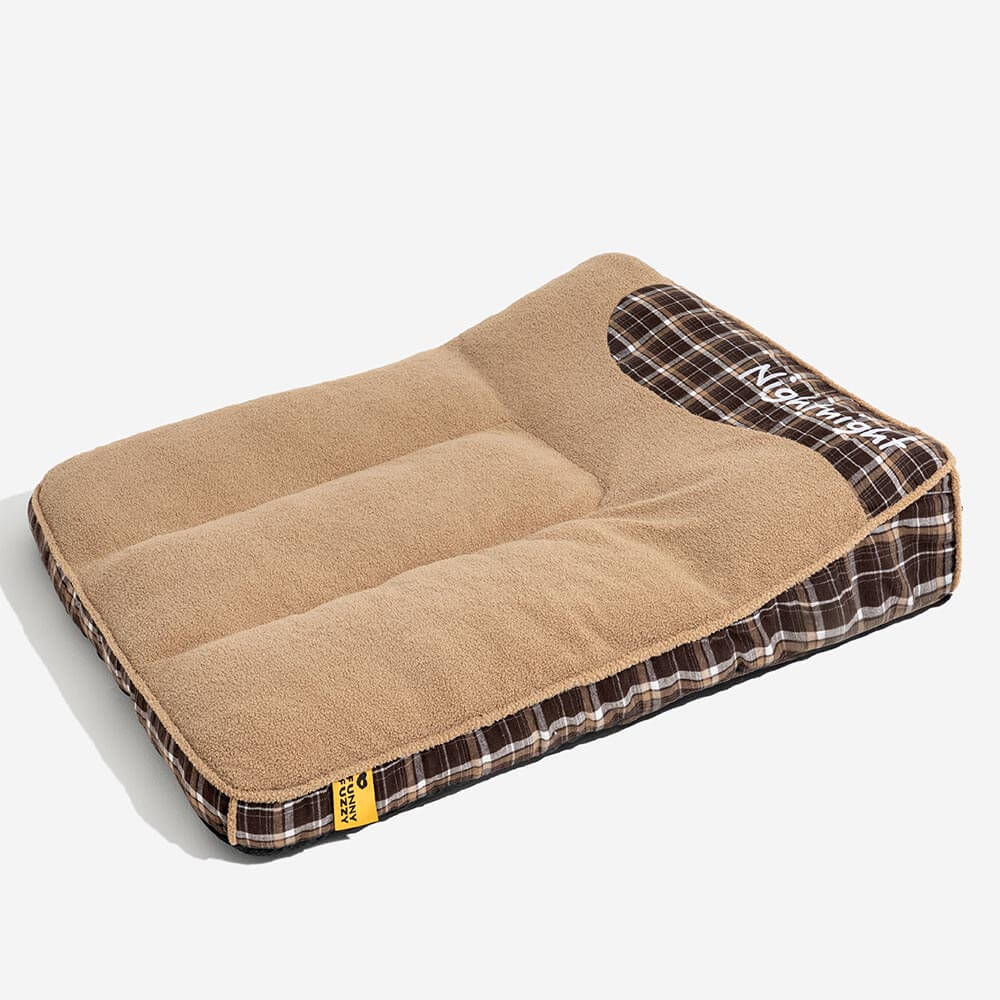 Cama retangular ortopédica extra grande lavável Teddy Fluffy para cães - Night-night