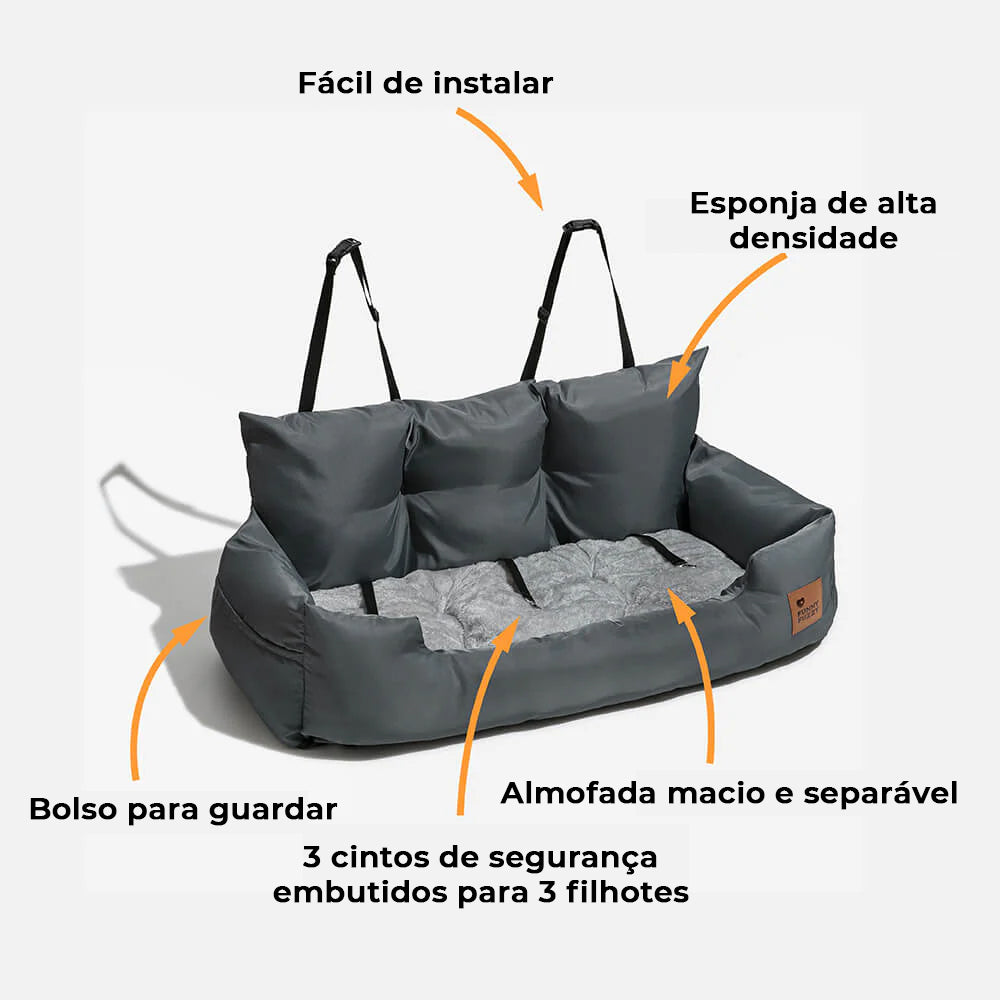 Cama para Assento Traseiro do Carro de Segurança Impermeável e Reforçada para cachorros médios e grandes para viagem