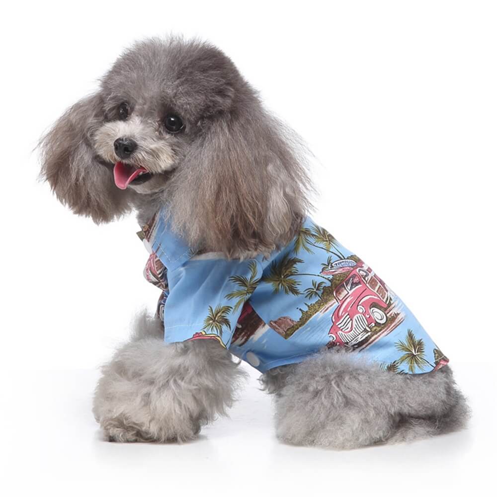 Camisa tropical havaiana com estampa de praia para animais de estimação verão primavera