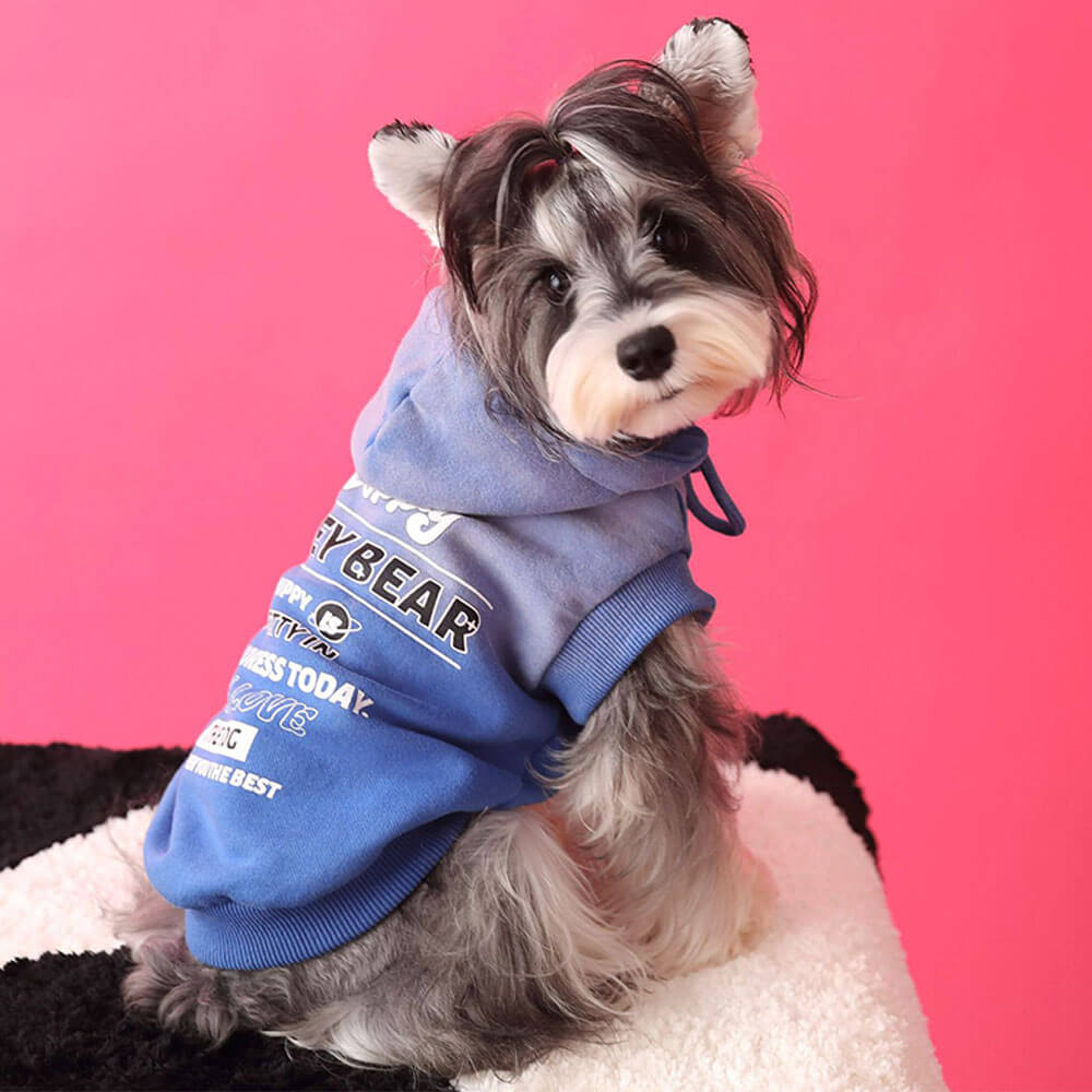 Moletom com capuz para animais de estimação outono e inverno para cães pequenos e médios e cães cor gradiente sem mangas moletom com capuz