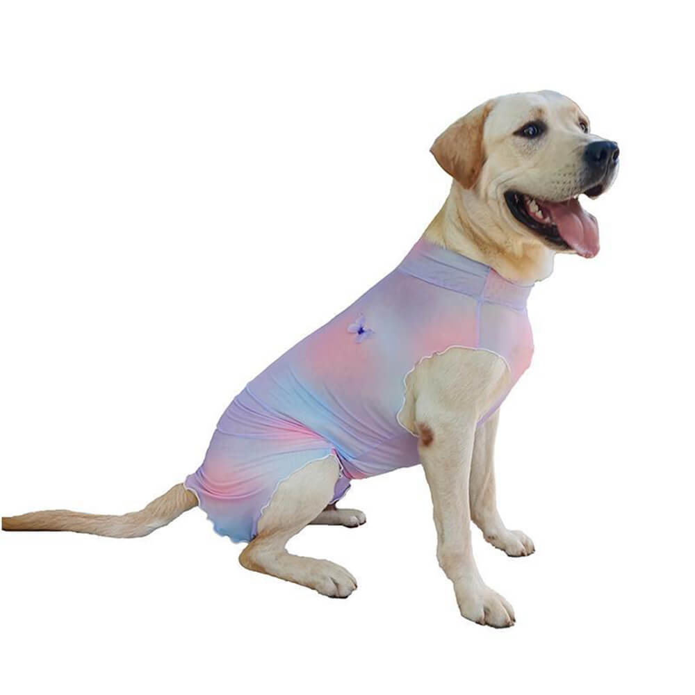 Roupas para cães de estimação arco-íris tie-dye resfriamento respirável malha elástica colete de proteção solar