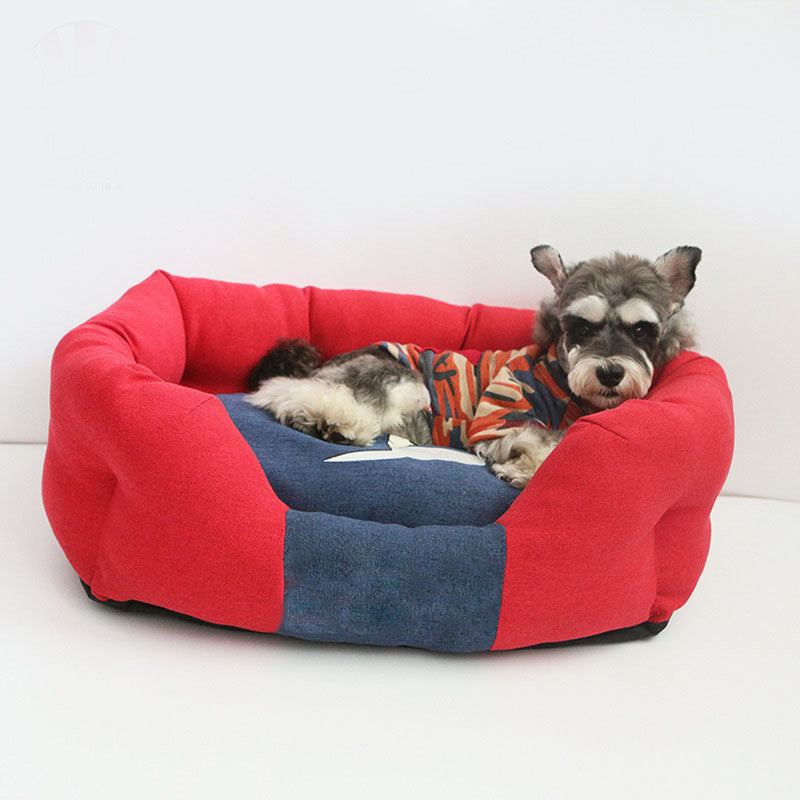 Cama de cachorro confortável e elegante para todas as estações, cores quentes e conflitantes
