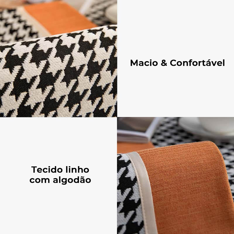 Cobertura de Sofá Antiderrapante de Chenille com Estampa Clássica Pied-de-poule