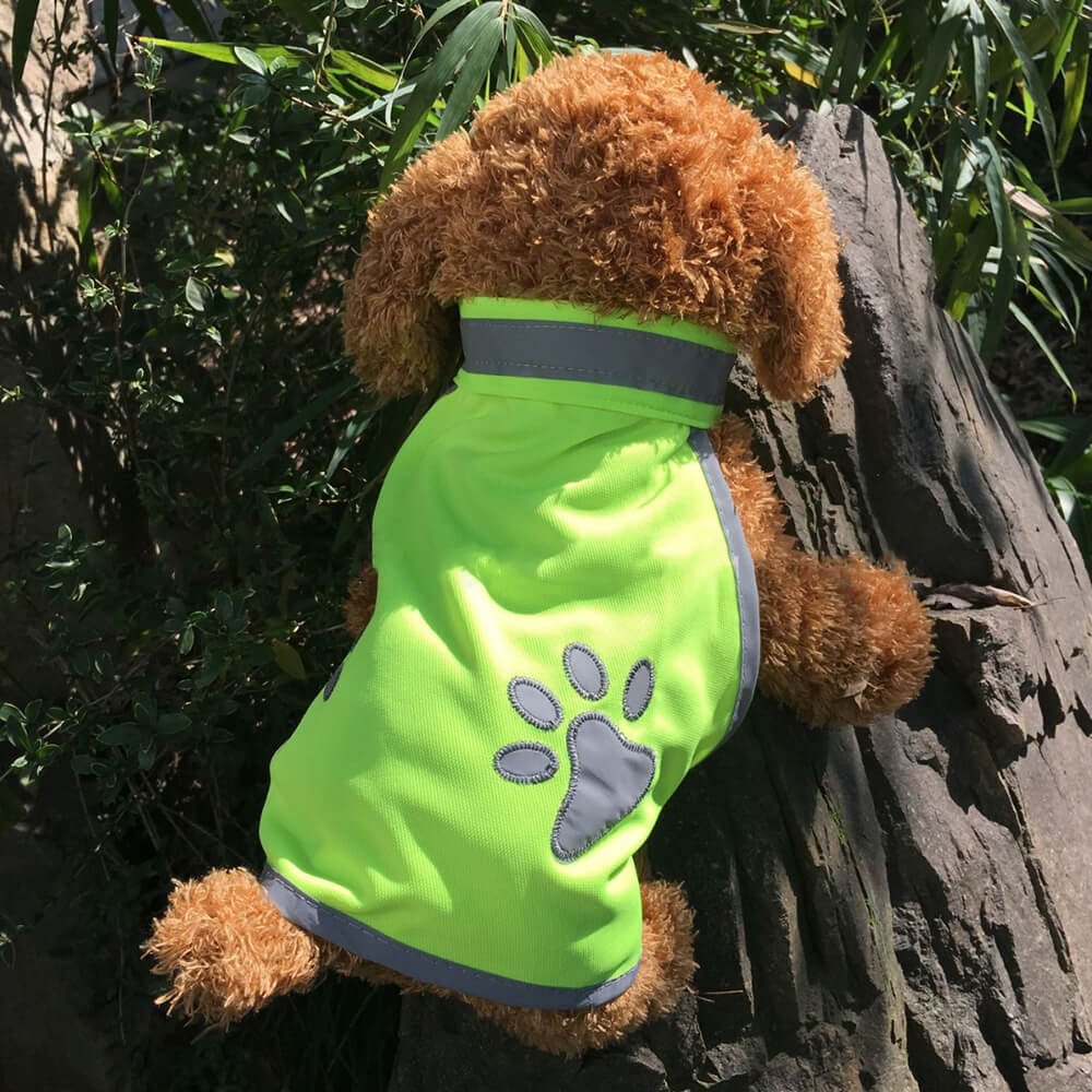 Roupas para cães de estimação fluorescente verde reflexivo pata segurança colete de cor brilhante