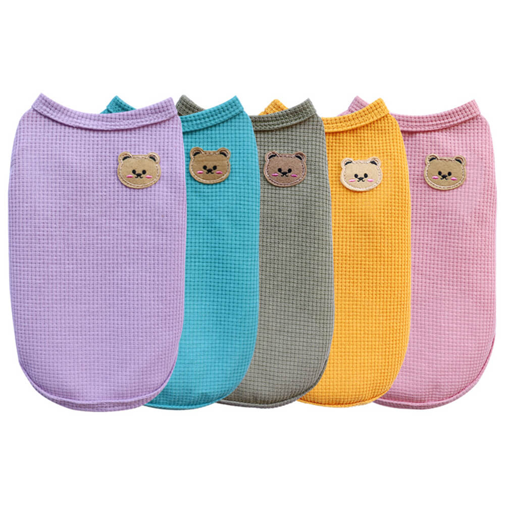 Pet Cat Dog Roupas Waffle Colete Multicolor