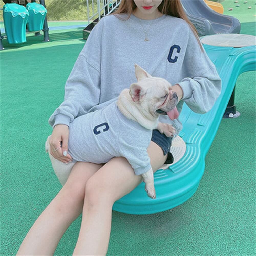 Roupas para animais de estimação cachorro estilo familiar moletom bordado com letras