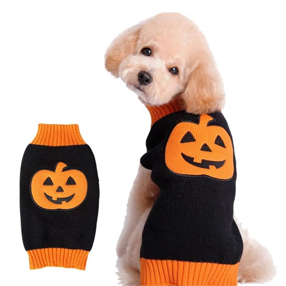 Suéter de Halloween para animais de estimação | Roupas para cães com estampa de Halloween quentinhas e aconchegantes