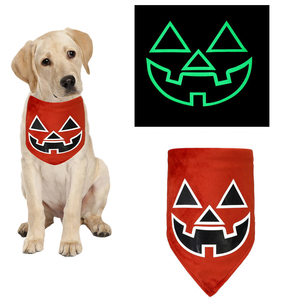 Bandana luminosa para animais de estimação de Halloween | Bib e coleira triangulares brilhantes para animais de estimação